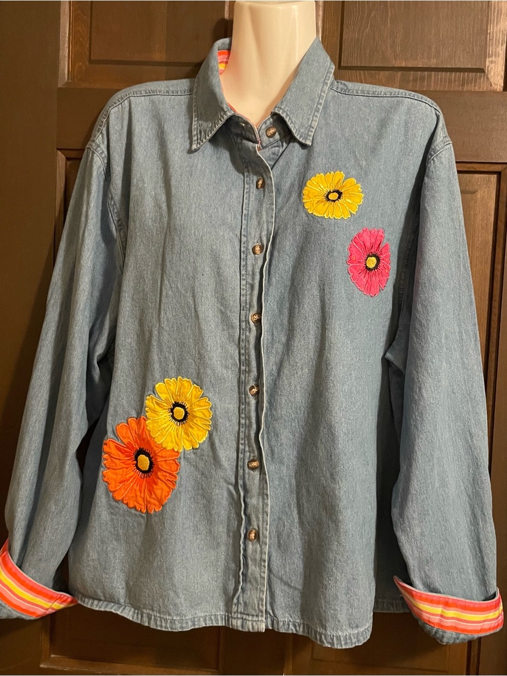 Vintage Cottagecore Embroidered Daisy Denim Blouse/Jacket